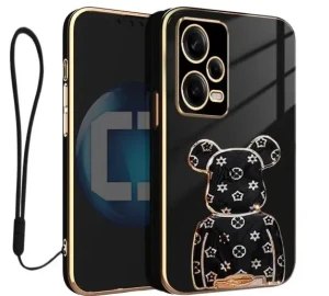 Etui na telefon Redmi Note 12 5G Oxygen BeaR Czarne + Smycz