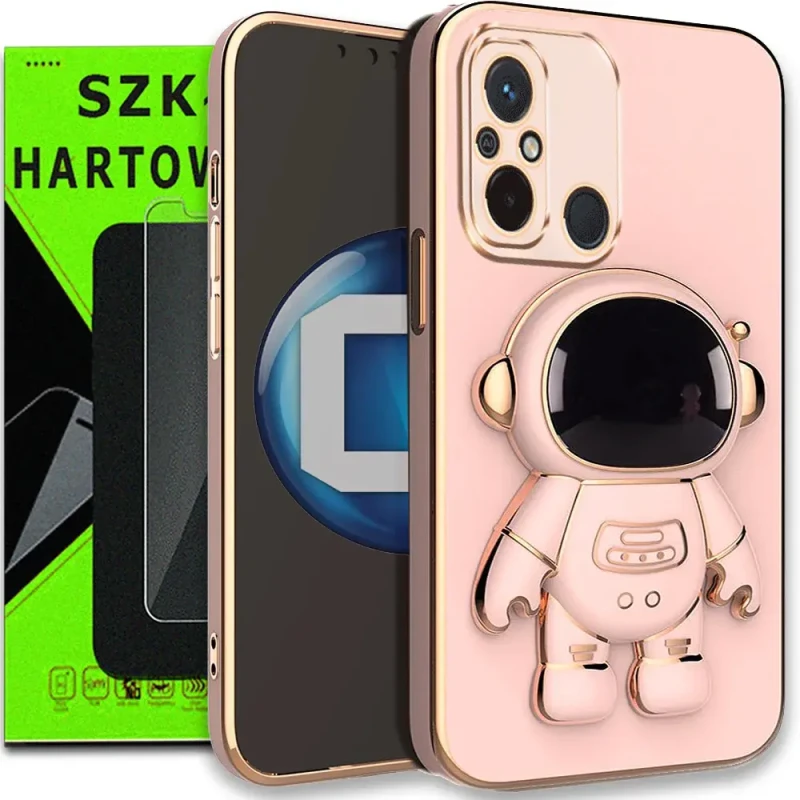 etui astro redmi 12c +szkło hartowane różowe