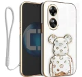 etui bear oppo a17 + smycz białe