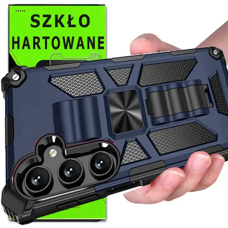 Etui OXYGEN GTX do Samsung s23 + szkło hartowane granatowy