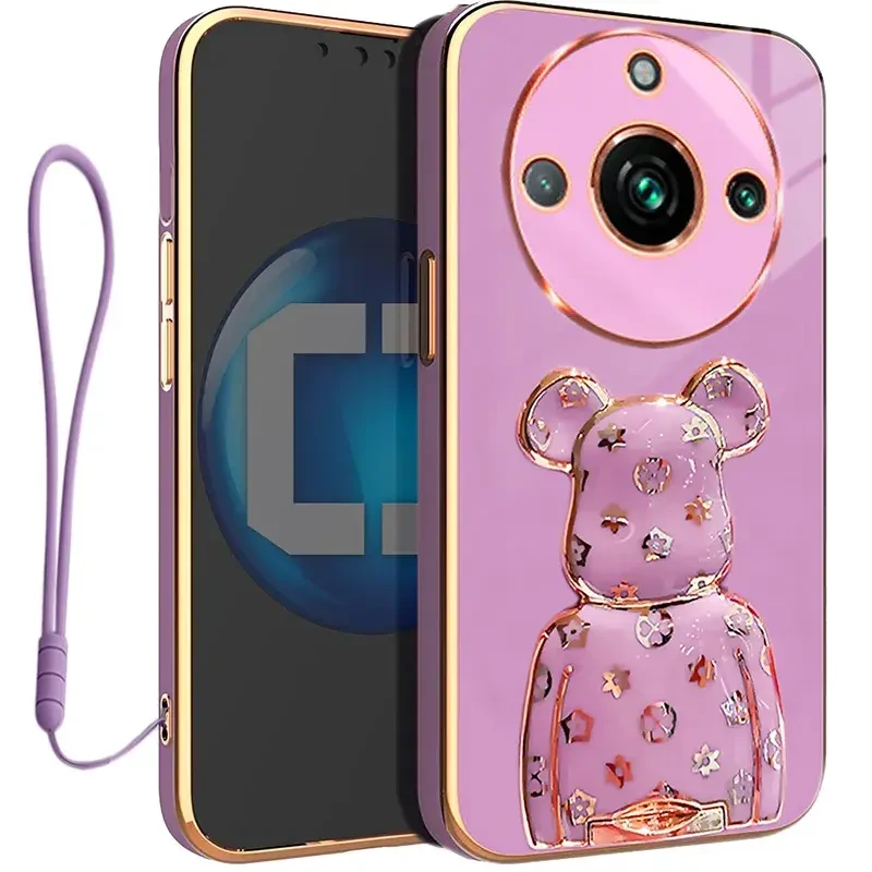 etui bear realme 11 pro plus + smycz fioletowe