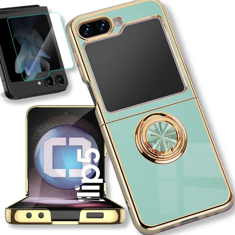 etui chic flip 5 +szkło hartowane miętowe