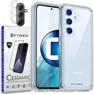 Etui na telefon Samsung A14 / A14 5G Oxygen Pure Bezbarwne + Szkło Ceramiczne + Szkło na aparat