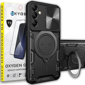 Etui na telefon Samsung A14 / A14 5G Oxygen RR Czarne + Szkło Hartowane