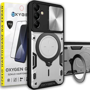 Etui na telefon Samsung A14 / A14 5G Oxygen RR Srebrne + Szkło Hartowane
