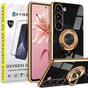 Etui na telefon Samsung Galaxy A14 Oxygen Chic Czarne + Szkło Hartowane