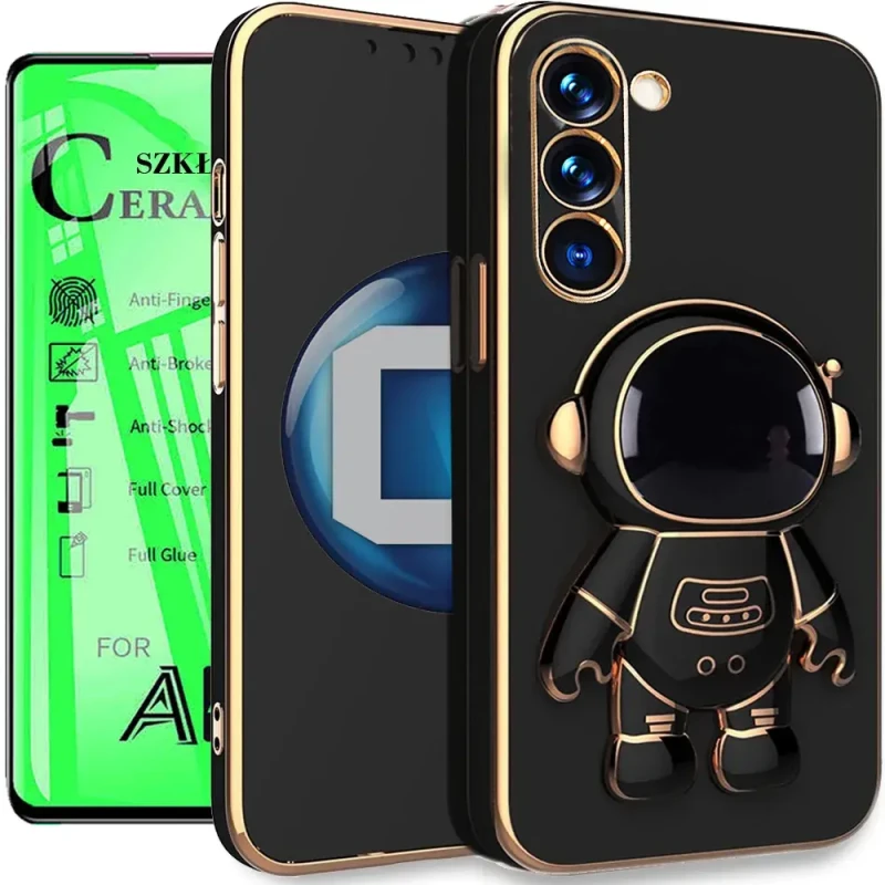 Etui OXYGEN Astro do SAMSUNG A14 5G i A14 czarne + szkło ceramiczne