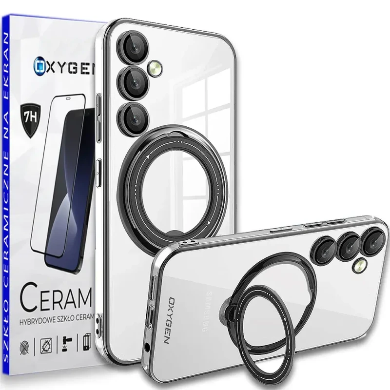 Etui Case OXYGEN MAGSafe czarne do Samsung A54 + szkło ceramiczne