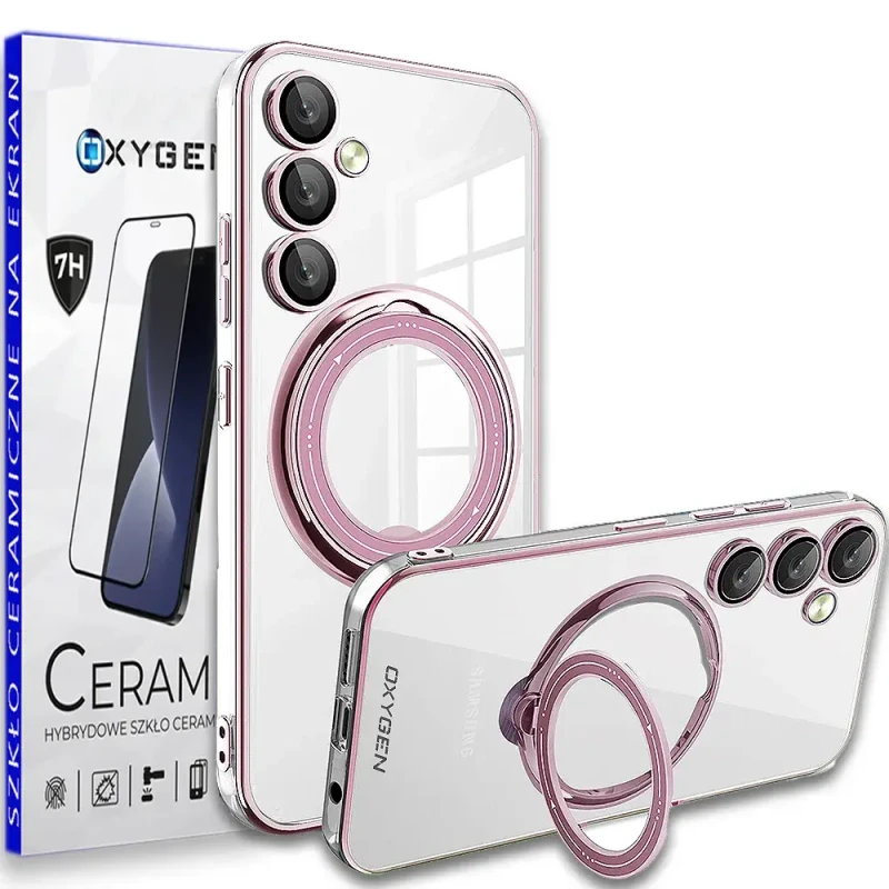 Etui Case OXYGEN MAGSafe różowe do Samsung A54 + szkło ceramiczne