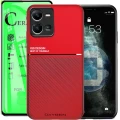 Etui case OXYGEN IQS CZERWONE do VIVO Y35 4G + szkło ceramiczne