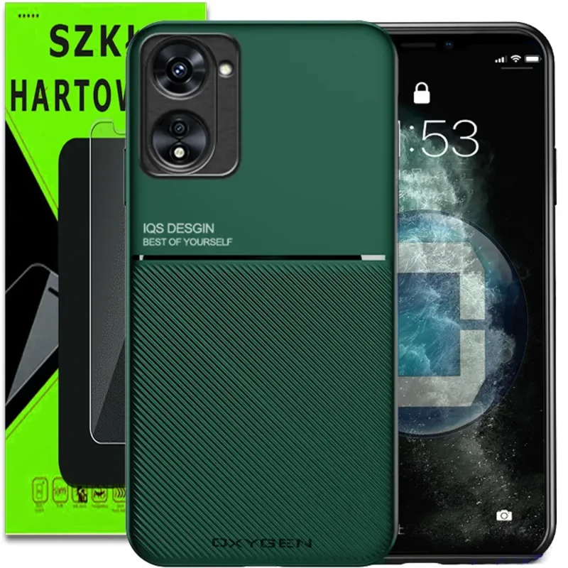 Etui case OXYGEN IQS ZIELONE do Realme 10 4G + szkło hartowane