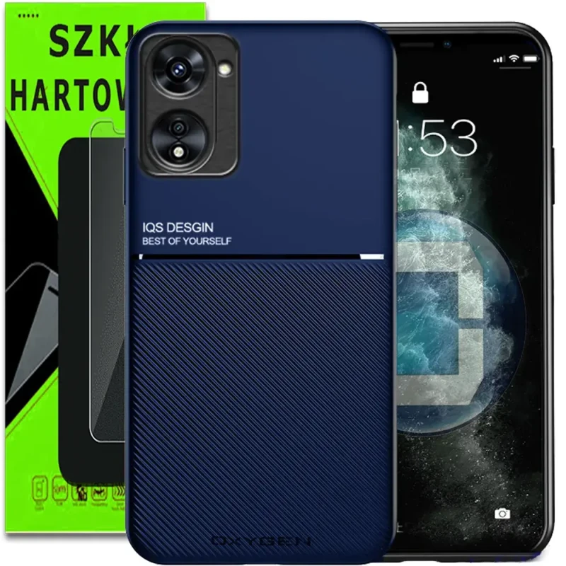 Etui case OXYGEN IQS NIEBIESKIE do Realme 10 4G + szkło hartowane