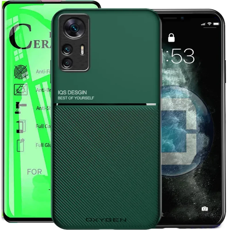 Etui case OXYGEN IQS ZIELONE do Xiaomi 12T PRO + szkło ceramiczne