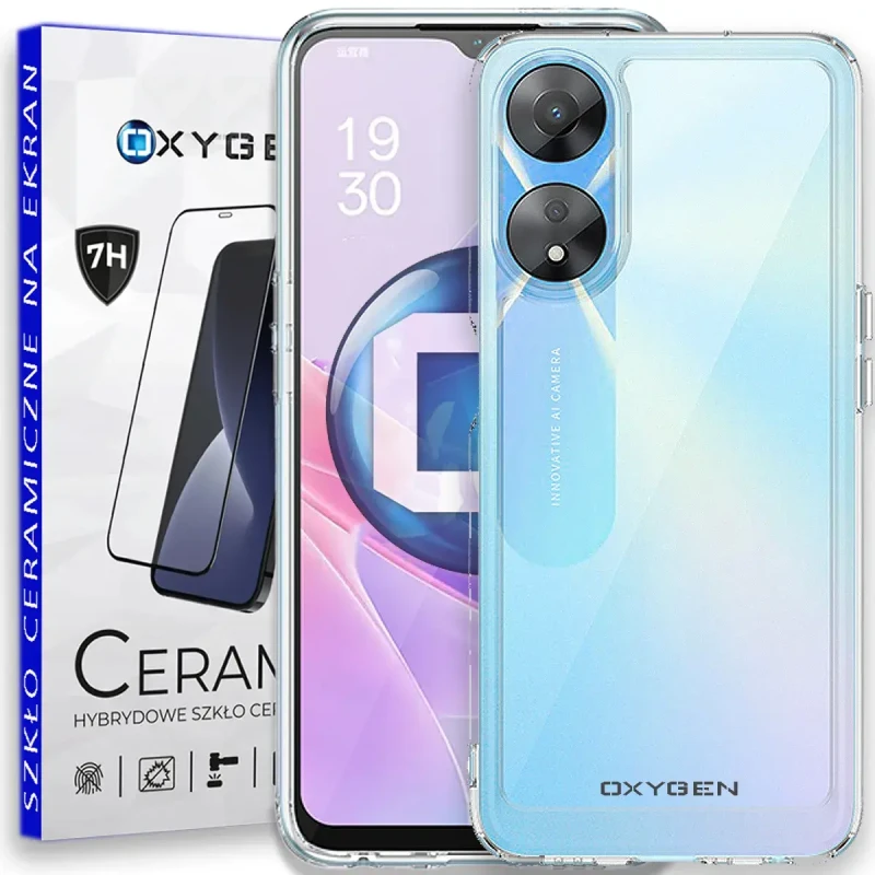Etui OXYGEN PURE do Oppo A78 5G Transparent +SZKŁO ceramiczne