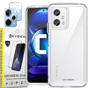 Etui na telefon Redmi Note 12 4G Oxygen Pure Bezbarwne + Szkło Hartowane + Szkło na aparat