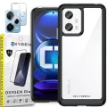 Etui OXYGEN PURE do Redmi Note 12 4G Czarny + szkło hartowane + szkło na aparat