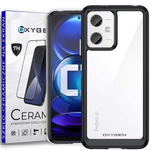 Etui na telefon Redmi Note 12 5G Oxygen Pure Czarne + Szkło Ceramiczne