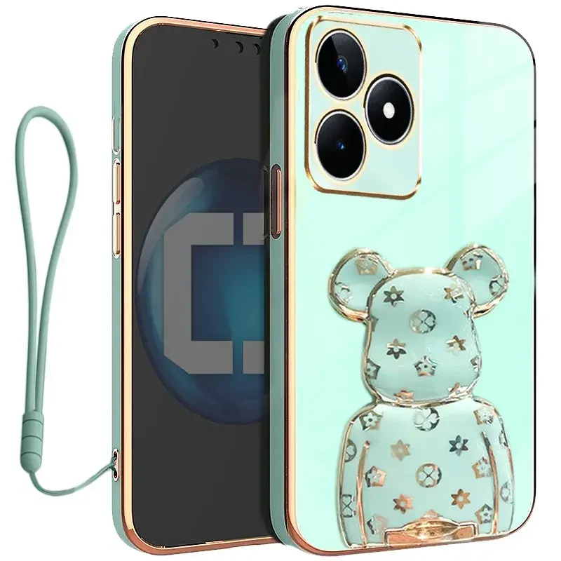 Etui do Realme C53 OXYGEN BeaR +Smycz miętowe