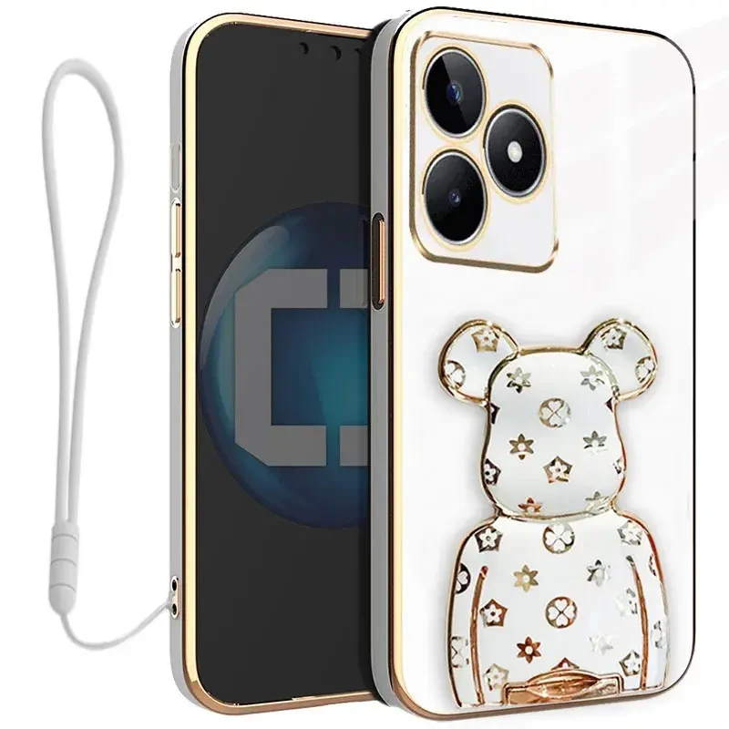 Etui do Realme C53 OXYGEN BeaR +Smycz białe