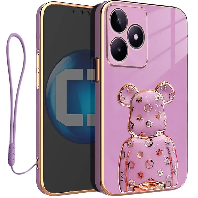 Etui do Realme C51 OXYGEN BeaR +Smycz fioletowe