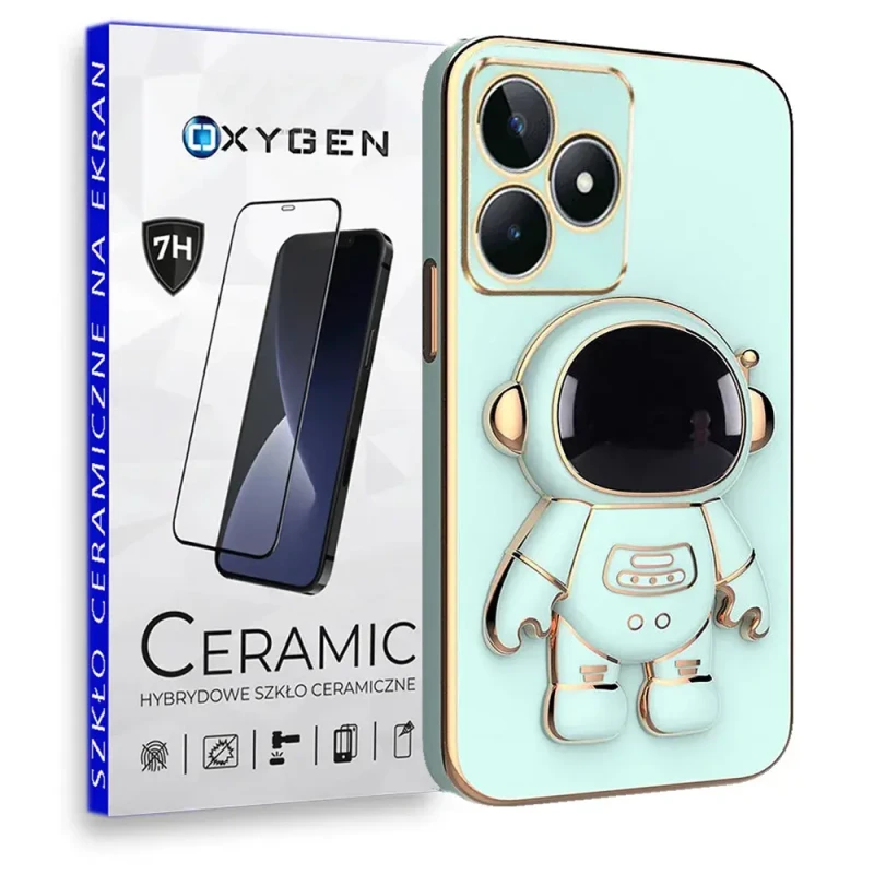 Etui OXYGEN Astro do Realme C51 miętowe + szkło ceramiczne