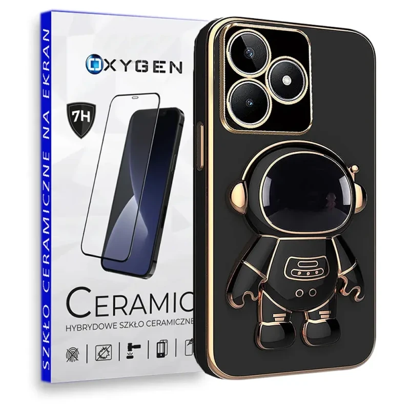 Etui OXYGEN Astro do Realme C53 czarne + szkło ceramiczne