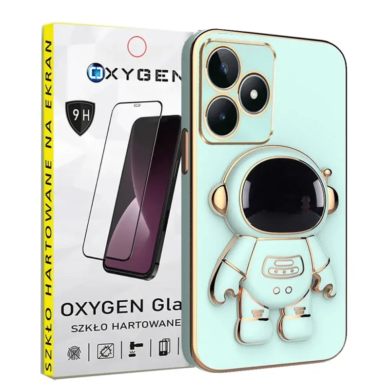 Etui OXYGEN Astro do Realme C53 miętowe + szkło hartowane
