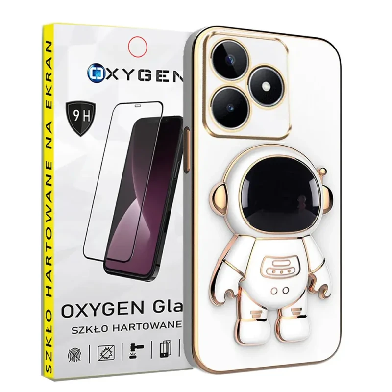 Etui OXYGEN Astro do Realme C53 białe + szkło hartowane