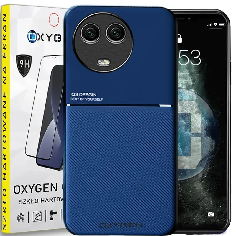 Etui OXYGEN IQS do Realme 11 5G + szkło hartowane niebieskie