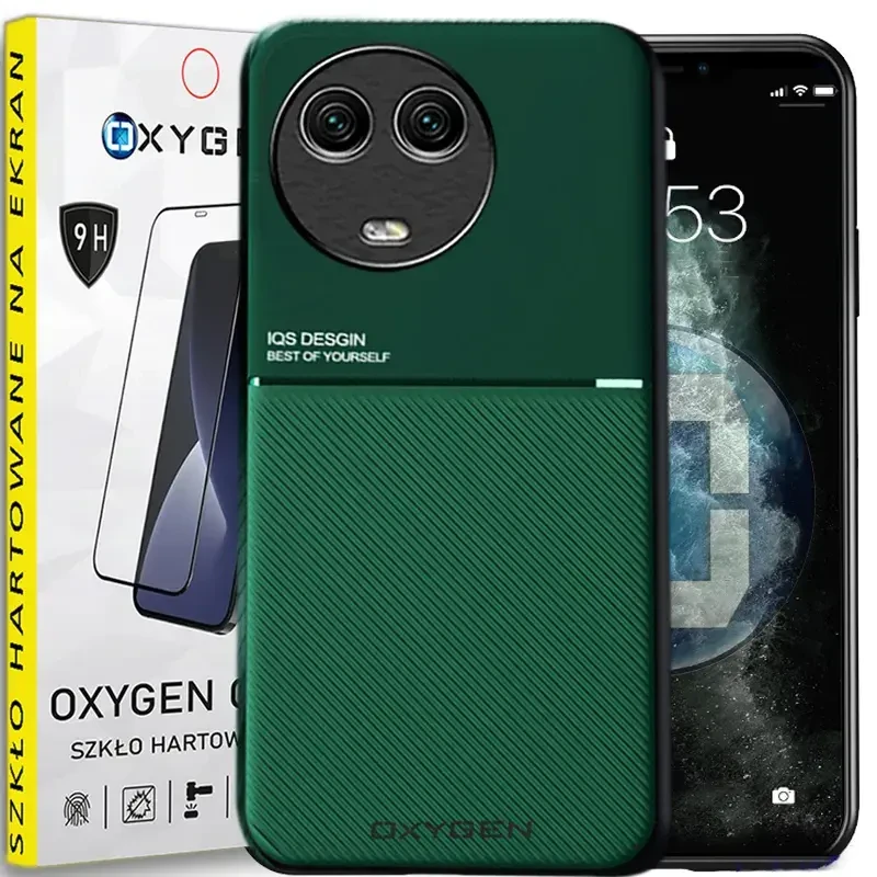Etui OXYGEN IQS do Realme 11 5G + szkło hartowane zielone