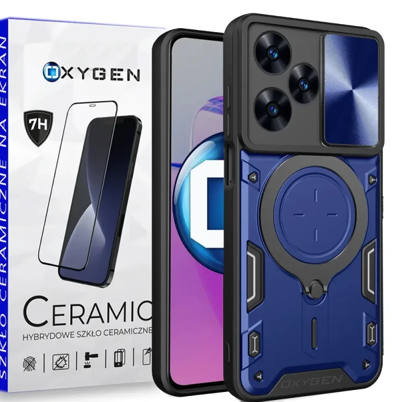 Etui OXYGEN RR do Realme C51 + szkło ceramiczne niebieskie