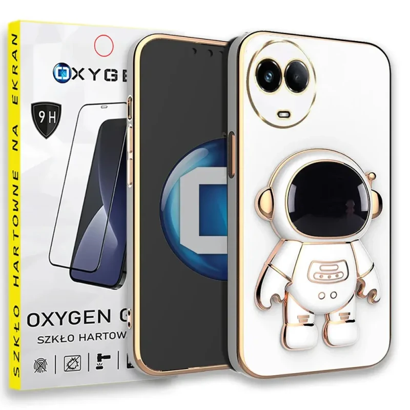 Etui OXYGEN Astro do Realme 11 5G białe + szkło hartowane