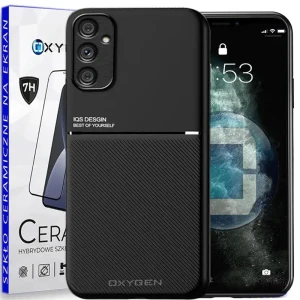 Etui na telefon Samsung S23 FE Oxygen IQS Czarne + Szkło Ceramiczne