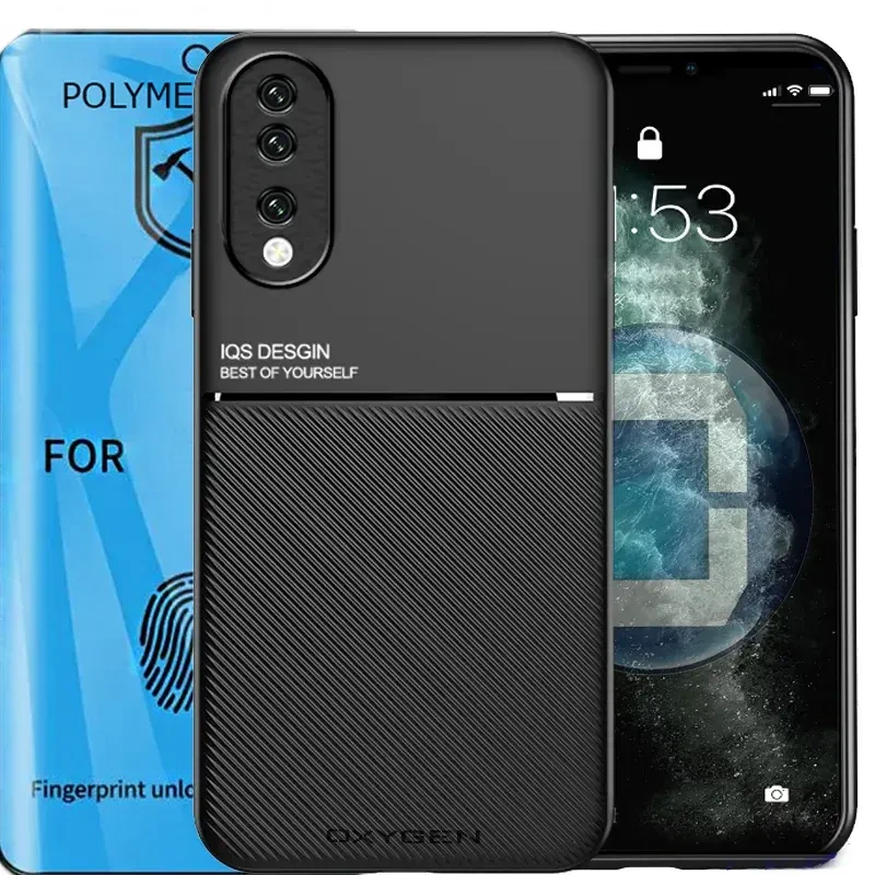 Etui case OXYGEN IQS do HUAWEI HONOR 90 CZARNE + Folia polimerowa na ekran