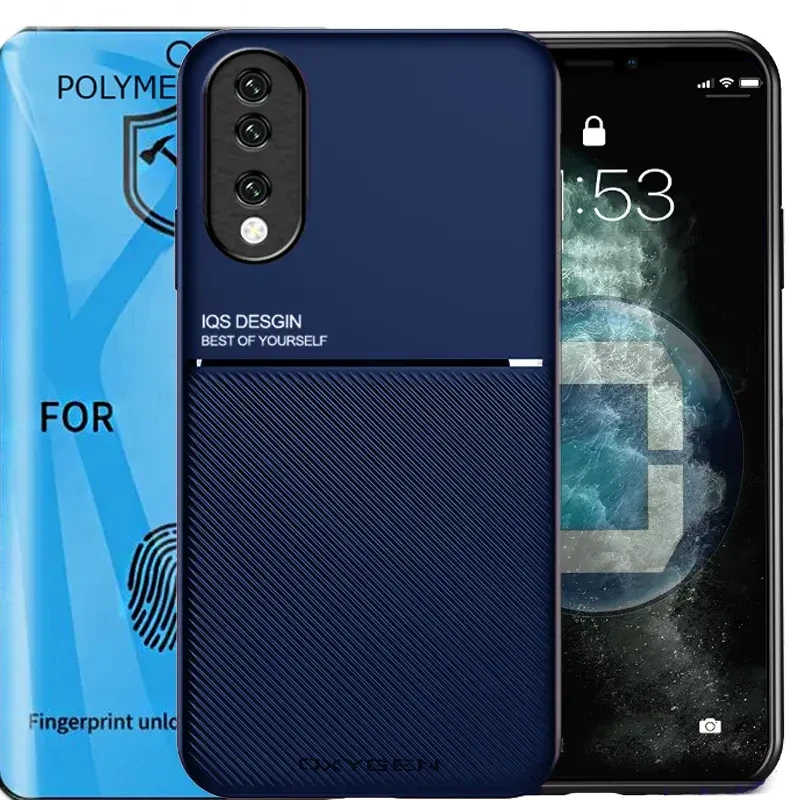 Etui case OXYGEN IQS do HUAWEI HONOR 70 NIEBIESKIE + Folia polimerowa na ekran