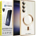 Etui pokrowiec OXYGEN MaG do Samsung Galaxy S24 złote + Szkło Hartowane na ekran