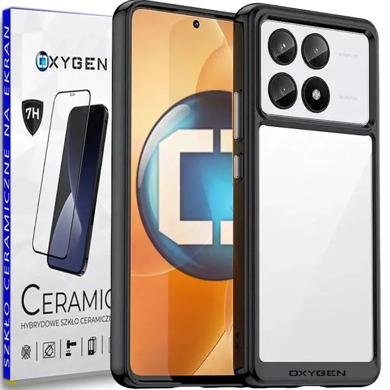 Etui case pokrowiec OXYGEN PURE do Poco X6 PRO czarne + szkło Ceramiczne