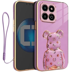 Etui na telefon Honor X6A Fioletowe + uchwyt BeaR + Smycz
