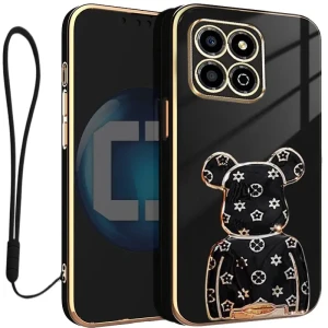 Etui na telefon Honor X6A Czarne + uchwyt BeaR + Smycz