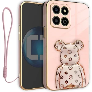 Etui na telefon Honor X6A Różowe + uchwyt BeaR + Smycz