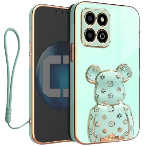 Etui na telefon Honor X6A Miętowe + uchwyt BeaR + Smycz