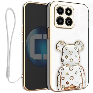 Etui na telefon Honor X6A Białe + uchwyt BeaR + Smycz