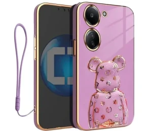 Etui na telefon Xiaomi Redmi 13c 4G Fioletowe + uchwyt BeaR + Smycz