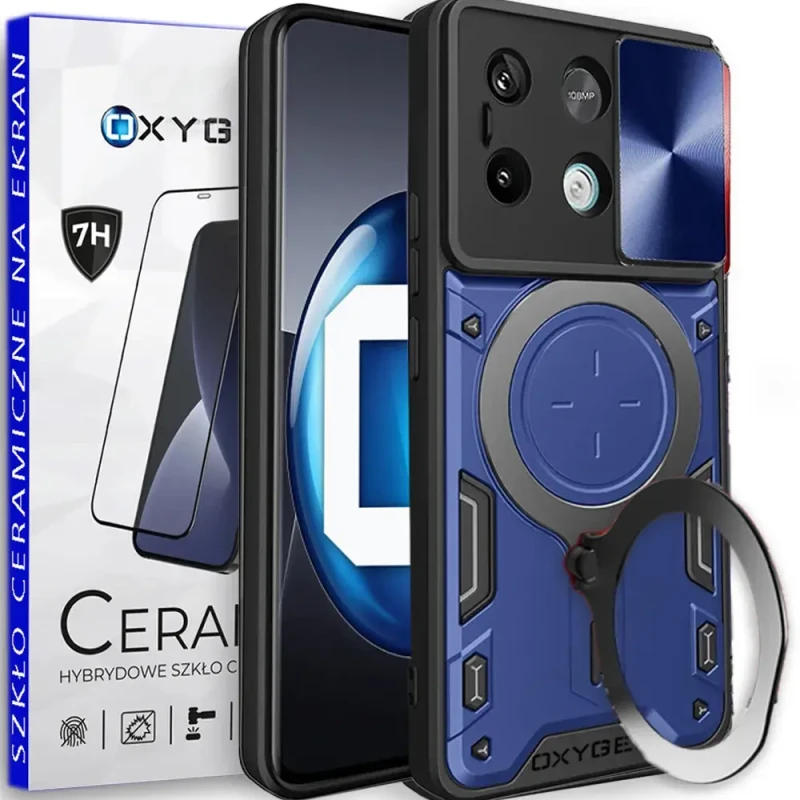PANCERNE Etui OXYGEN RR do Xiaomi Poco X6 5G niebieskie + szkło Ceramiczne
