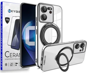 Etui na telefon Xiaomi 13T / Xiaomi 13T PRO Oxygen MagSave Czarne + Szkło Ceramiczne