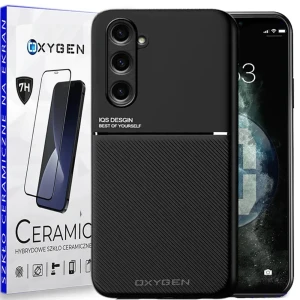 Etui na telefon Samsung S24 PLUS Oxygen IQS Czarne + Szkło Ceramiczne