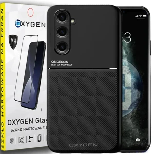 Etui na telefon Samsung S24 PLUS Oxygen IQS Czarne + Szkło Hartowane