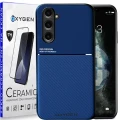 Etui pokrowiec OXYGEN IQS case do Samsung S24 + szkło ceramiczne niebieskie