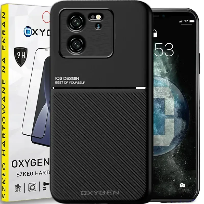 Etui IQS OXYGEN Case Pokrowiec do Xiaomi 13T / 13T PRO + szkło HARTOWANE czarne