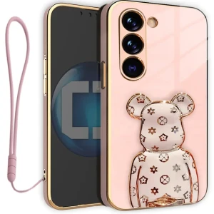 Etui na telefon Samsung Galaxy S24+ PLUS Różowe OXYGEN uchwyt BeaR + Smycz